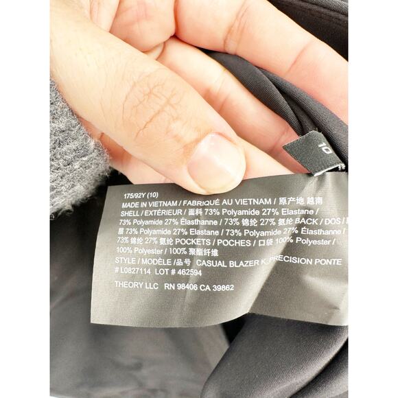 Theory Casual Blazer in Precision Ponte Black 10 NEW - Picture 4 of 6